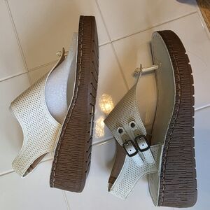 Journee Collection Cream Perforated Sandals NWT!